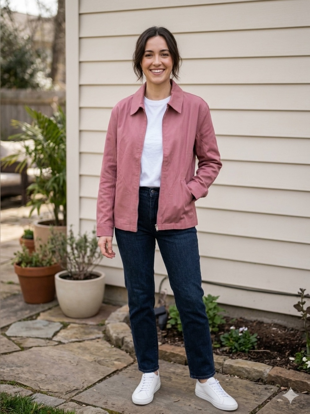 Womens Rose Zip-Front Jacket
